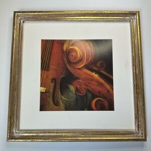 NWT Gold Framed Violin Art Print String Instrument Wall Decor Music Lover Gift